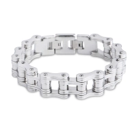 Bracelet chaîne à maillons moto argent