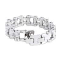 Bracelet chaîne à maillons moto argent