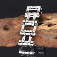 Bracelet chaîne à maillons moto argent