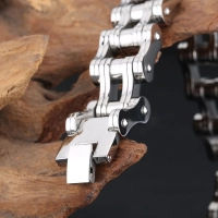 Bracelet chaîne à maillons moto argent