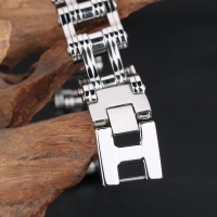 Bracelet chaîne à maillons moto argent