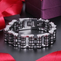 Bracelet chaîne à maillons moto noir et argent