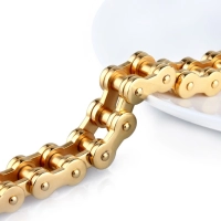 Bracelet chaîne moto couleur or