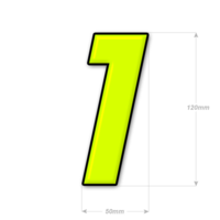 Numéro adhésif jaune fluo de 12 cm