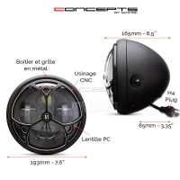 Phare avant led 7,7" feu de position/phare/code et clignotants