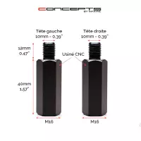 Rallonge pour rétroviseur m10 - 1filletage à droite + 1 filetage à gauche