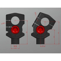 Paire de rehausseurs de pontets de guidon avec deport réglable abm - 28,5mm