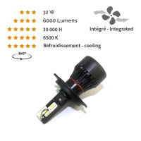 Ampoule led h7 6500k 32w 6000lm