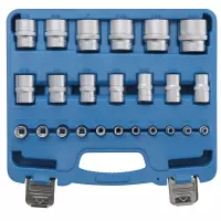 Jeu de douilles, six pans | 6,3 mm (1/4"), 12,5 mm (1/2") | en pouce | 24 pièces