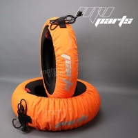 Paire de couvertures chauffantes oranges fluo auto-régulée à 80 degrés