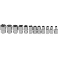 Jeu de douilles, douze pans | 6,3 mm (1/4") | en pouces | 12 pièces