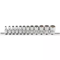 Jeu de douilles, douze pans | 6,3 mm (1/4") | en pouces | 12 pièces