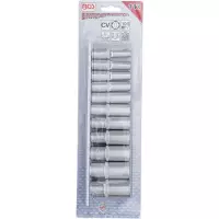 Jeu de douilles six pans, profondes | 10 mm (3/8") | en pouce | 11 pièces