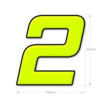 Numéro adhésif jaune fluo de 12 cm