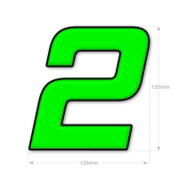 Numéro adhésif vert fluo de 12 cm