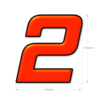 Numéro adhésif orange fluo de 12 cm