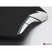 Couvre selle team yamaha pilote luimoto yamaha r6 (17-18) blanc et coutures bleues