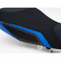 Couvre selle team suzuki pilote luimoto suzuki gsxr 1000 (17-18 ) noir et bleu avec coutures balnches et or