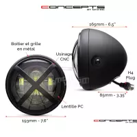 Phare avant led 7,7" phare et code x-rally grill