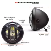 Phare avant led 7,7" phare et code armour grill
