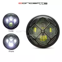 Phare avant led 7,7" phare et code rukis grill