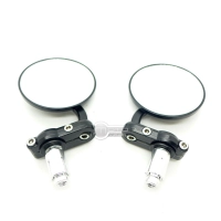 Paire de rétroviseurs sur embout de guidon acier noir