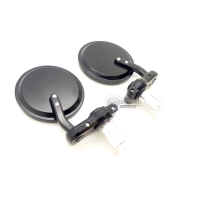 Paire de rétroviseurs sur embout de guidon acier noir