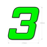 Numéro adhésif vert fluo de 12 cm