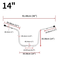 Guidon z bar chrome 10"/14" harley davidson sportster touring road king glides 883 1200