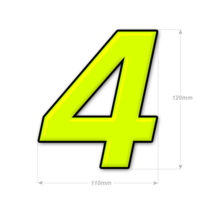 Numéro adhésif jaune fluo de 12 cm