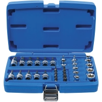 Jeu d'embouts et de clés à douille | 10 mm (3/8") | profil e / profil t (pour torx) | 34 pièces