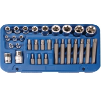 Jeu de douilles | profil e / profil t (pour torx) | 30 pièces
