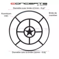 Grille de phare  7" aluminium cnc star grill design