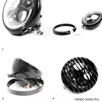 Schwarzer scheinwerfergrill 5,9" - 15cm en métal harley davidson sportster 883 1200 2004-2014