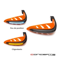 Protège main avec feu de position bleu et clignotants 22mm