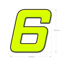 Numéro adhésif jaune fluo de 12 cm