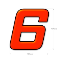 Numéro adhésif orange fluo de 12 cm