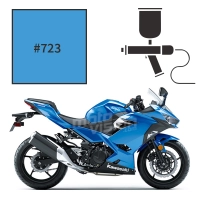 Peinture tricouche kawasaki candy plasma blue ninja 400