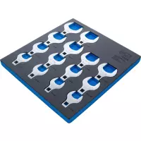 Insert servante 2/3 : jeu de clés crowfoot à tuyauter 12,5mm (1/2") en pouce 14 pcs bgs