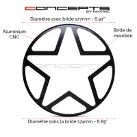 Grille de phare  7" aluminium cnc big star grill design