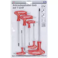 Tournevis avec poignée en t bgs| profil en t (pour torx) avec perçage frontal t10 - t40 | 6 pièces