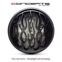 Grille de phare  7" aluminium cnc flame grill design