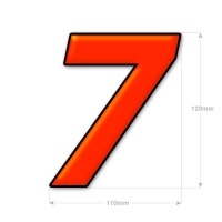 Numéro adhésif orange fluo de 12 cm