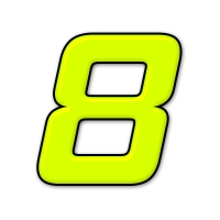 Numéro adhésif jaune fluo de 12 cm