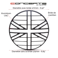 Grille de phare  7" aluminium cnc union jack grill design