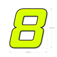 Numéro adhésif jaune fluo de 12 cm