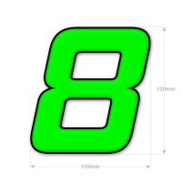 Numéro adhésif vert fluo de 12 cm