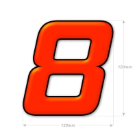 Numéro adhésif orange fluo de 12 cm