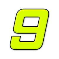 Numéro adhésif jaune fluo de 12 cm