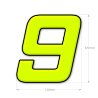 Numéro adhésif jaune fluo de 12 cm